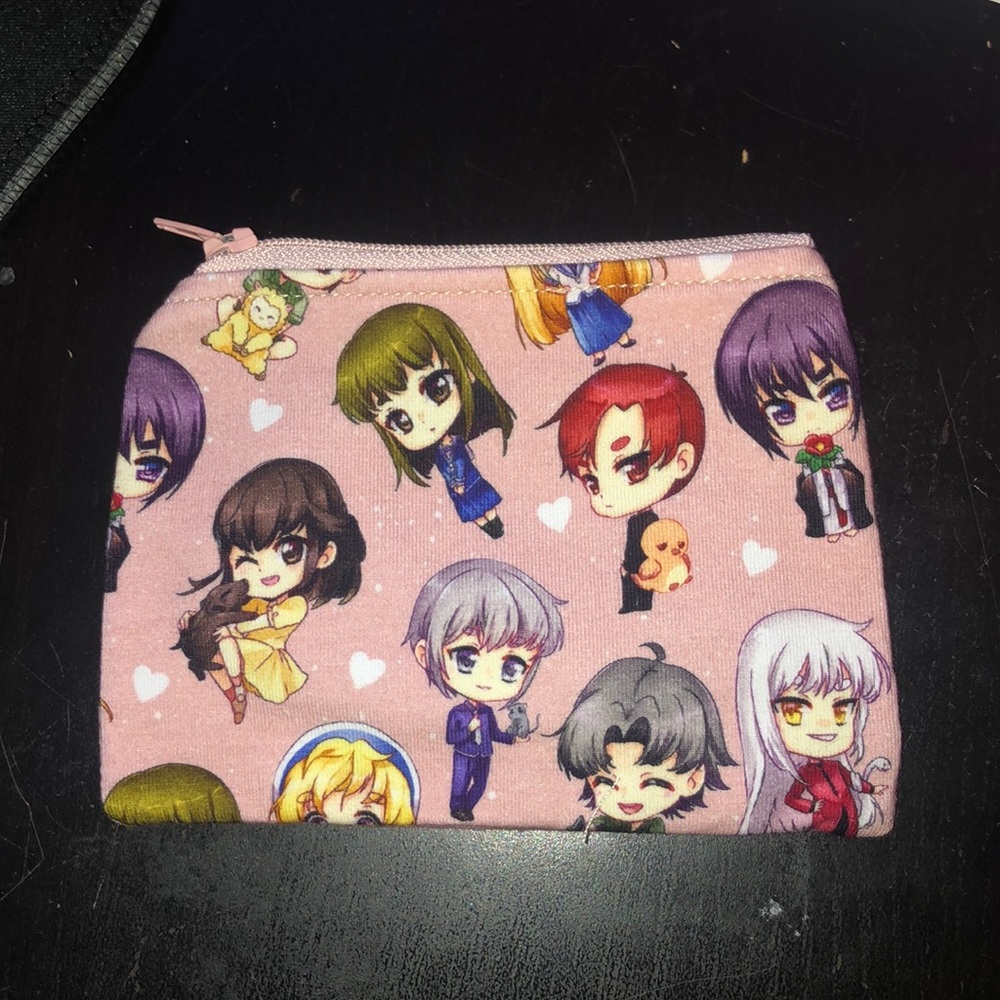 Pink Fruits Basket coin pouch